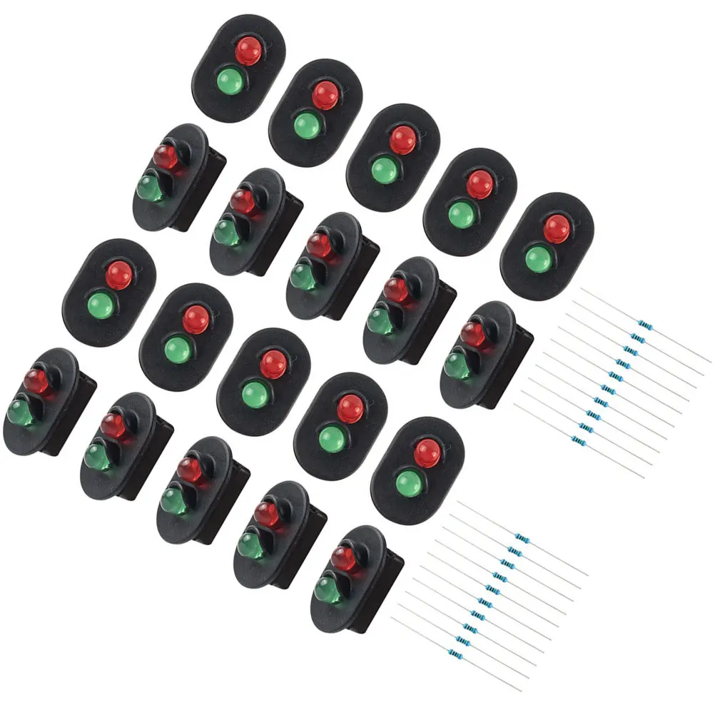 

2Sets Mini Signal Light Landscaping Ornaments ABS Stainless Steel Road Signal Lights Sand Table Decor DIY Micro Landscape