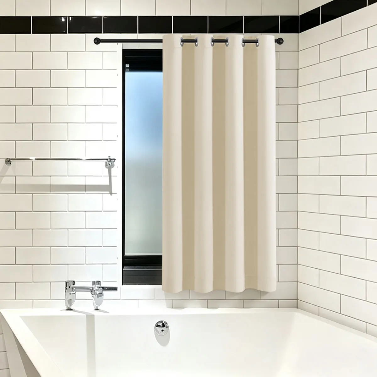 Solid Waterproof Grommet Curtain, Bathroom Partition, Light Blocking Short Curtain 1 Panel, Multi Colors Available