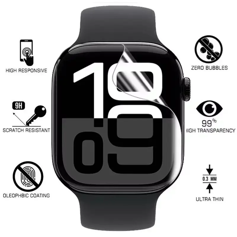 HD Glass Screen Protector Film For Apple Watch Ultra 3 2 49mm 11 10 46/42mm Hydrogel Film iWatch 9 8 7 6 5 4 SE 45/41mm 44/40mm