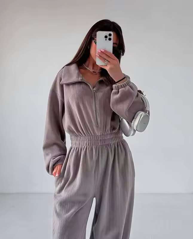 Zekye Woman Clothing New Fashion Long-sleeved Jumpsuit Women's Casual Semi-open Elastic Waist Jumpsuit Elegant Woman Jumpsuit - Image 8
