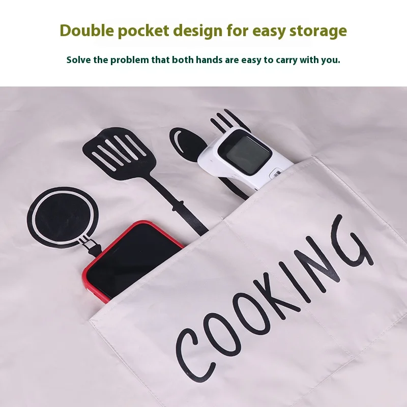 Waterproof Oil-Proof Cooking Apron Durable with Pockets Utensils Adjustable Custom Fit Ideal Coffee Bar Restaurants Home Kitchen