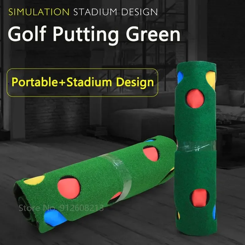 PGM Indoor Golf Carpet Portable Golf Putting Green Practice Putter Trainer Hitting Mat Mini Putting Ball Pad Training Aids