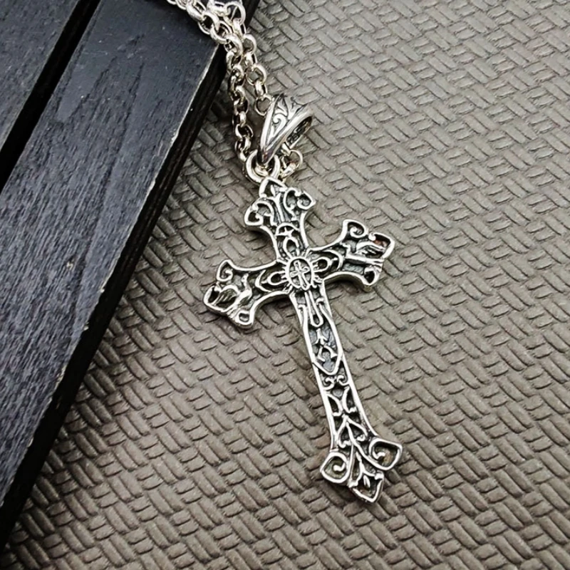 Imagem -03 - Sterling Silver Cross Pingentes para Homens e Mulheres Nova Moda Videira Eterna Totem Jesus Amuleto Jóias Bocai-s925