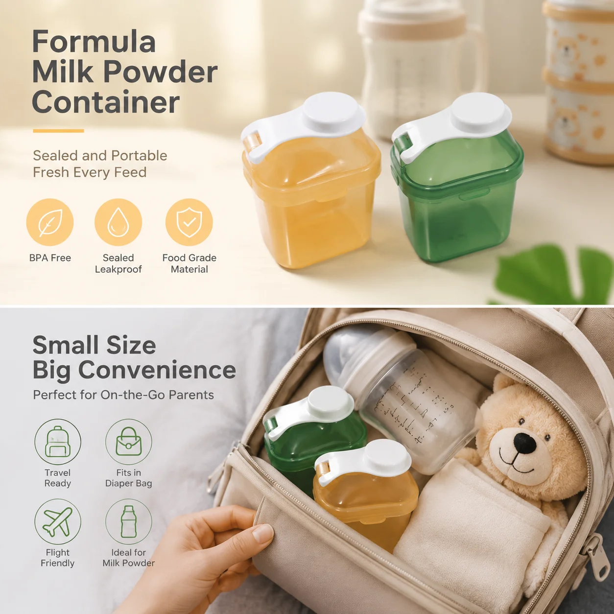 Baby Food On The Go - Mini Süt Tozu Dağıtıcısı, Atıştırmalık Kabı,