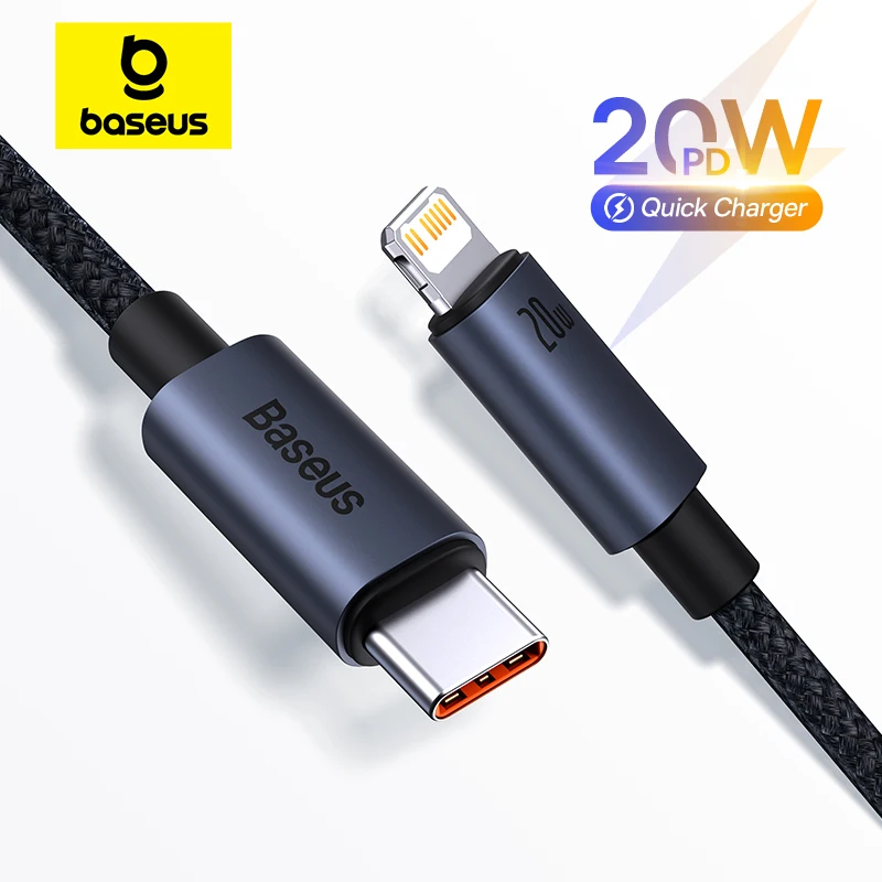 Baseus Cable USB para iPhone 13 12 11 pro max, cable USB de carga rápida para iPhone X XR 8, USB tipo C a lightning