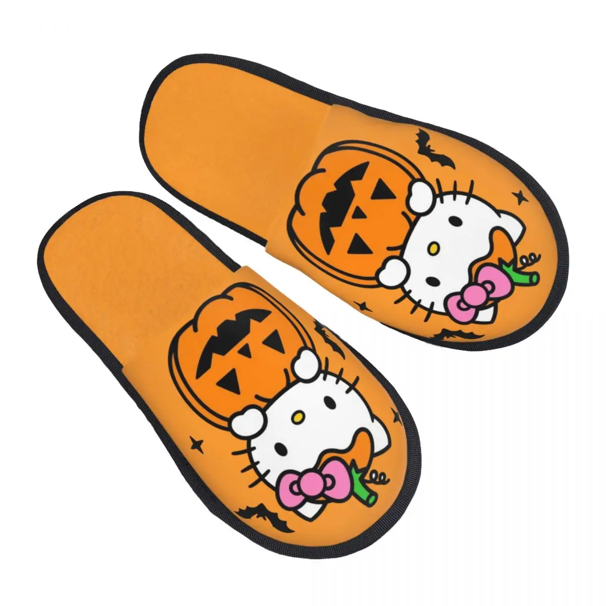 

Изготовленные на заказ тапочки для гостей ко Дню всех святых Hello Kitty для спальни, женские домашние тапочки