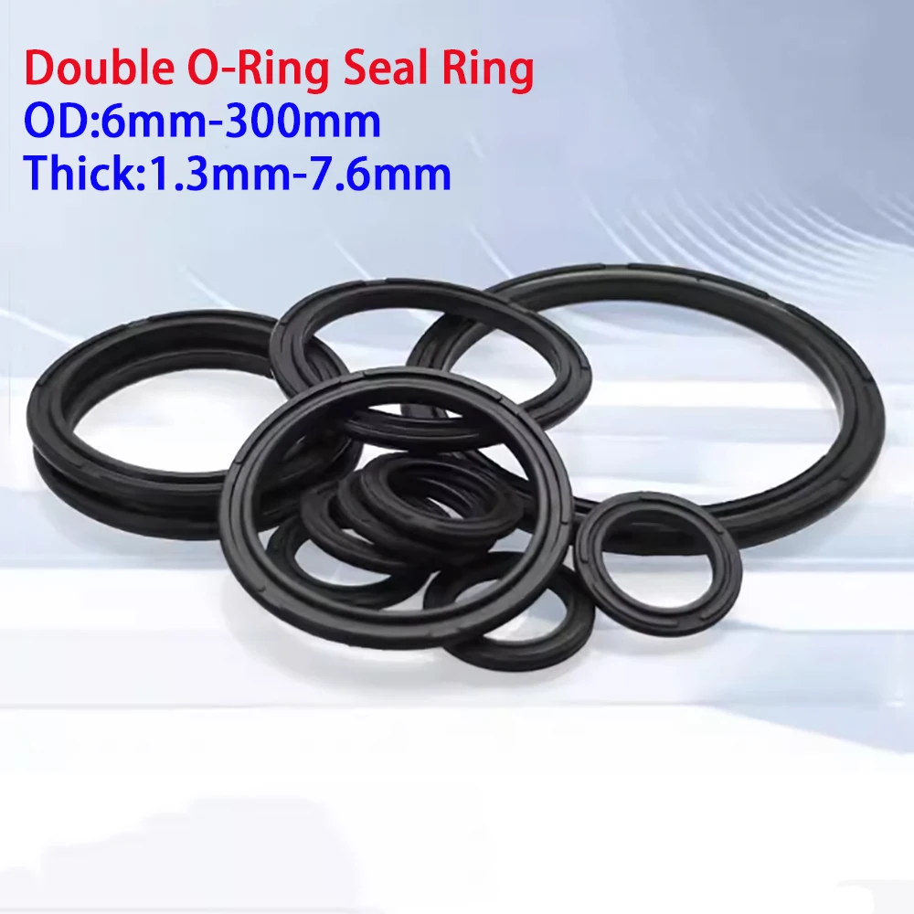 Double O-Ring Pneumatic Bidirectional Buffer Seal Thick 1.3-7.6mm OD 6-300mm Cop Cylinder Seal Ring Piston NBR Rubber Seal Ring