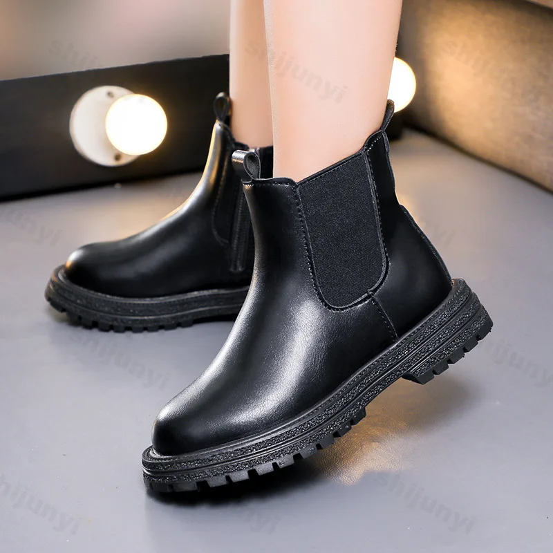 

Детские ботильоны, осень 2024, удобные нескользящие уличные ботинки «Челси» для мальчиков и девочек, модная детская обувь с высоким берцем в британском стиле ретро