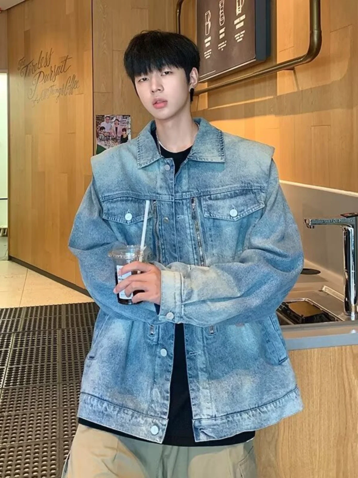 

Мужская джинсовая куртка в стиле ретро American High Street, осенняя, модная, с оригинальным дизайном, высококачественная, из хлопка, устойчивая к сминанию, верхняя одежда