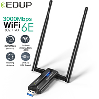 EDUP 3000Mbps WiFi 6E Wireless Network Card USB 3.0 WiFi Adapter Tri-Band 2.4/5/6G High Gain Antenna Wifi Receiver for Win 11/10