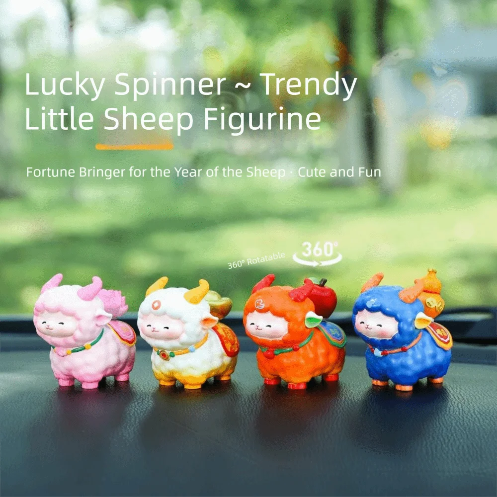 Funny Kawaii Sheep Desktop Ornament Chinese Style Resin Lucky Sheep Sculpture Cute New Year Fortune Sheep Figure Office Desktop