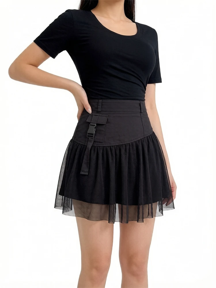 Punk Harajuku Ruffles Tassel Skirts Women Patchwork Lace Decoration Sexy Hottie Music Festival Midnight Summer Streetwear