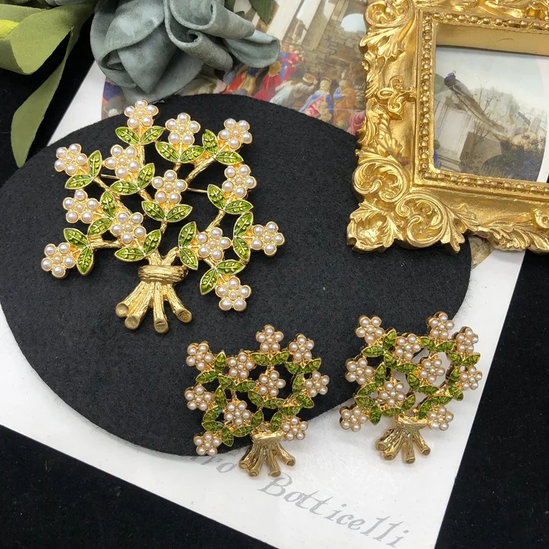 Small Enamel Flower Pearl Vintage Flower Cluster Earrings