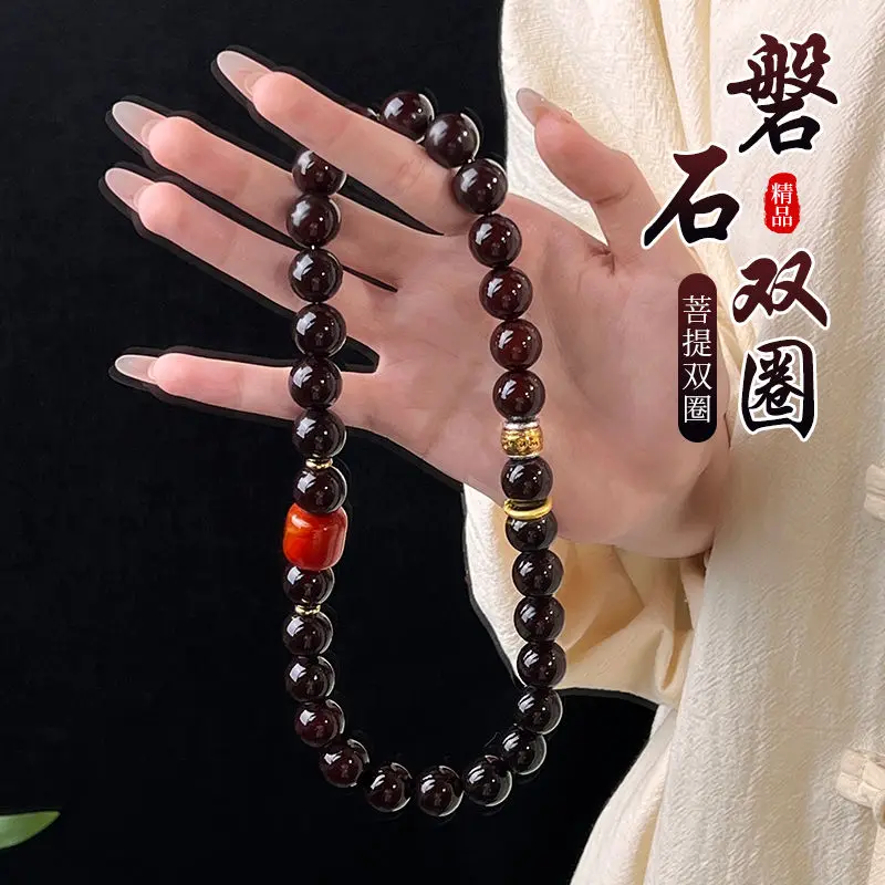 Original Natural Old Material Double-circle Bodhi Bracelet National Style Fortune Hand-held Beads Plate Play Lucky Hand String