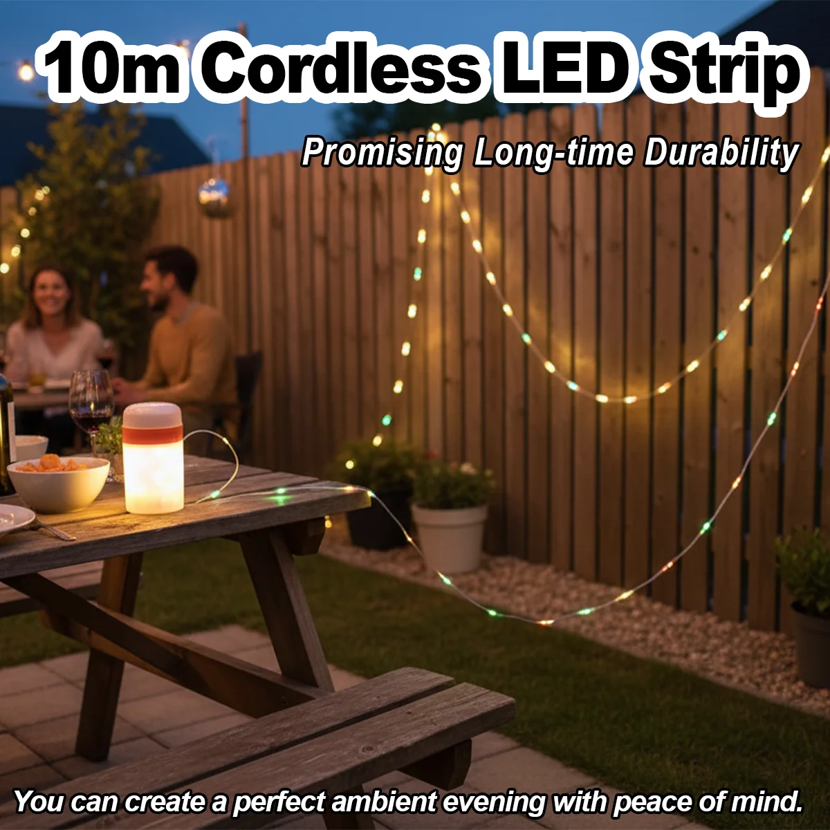 Guirnalda de luces Led recargable para acampar, luces nocturnas de 10m, linterna, linternas para exteriores con gancho, decorativa portátil