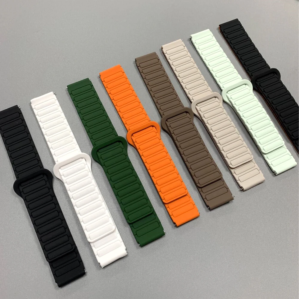20mm 22mm Magnetic Rubber Strap For HUAWEI WATCH GT 7 7PRO GT 6 5 4 3 46mm/GT 3 2 42mm Band For Samsung Galaxy Watch 7 Bracelet