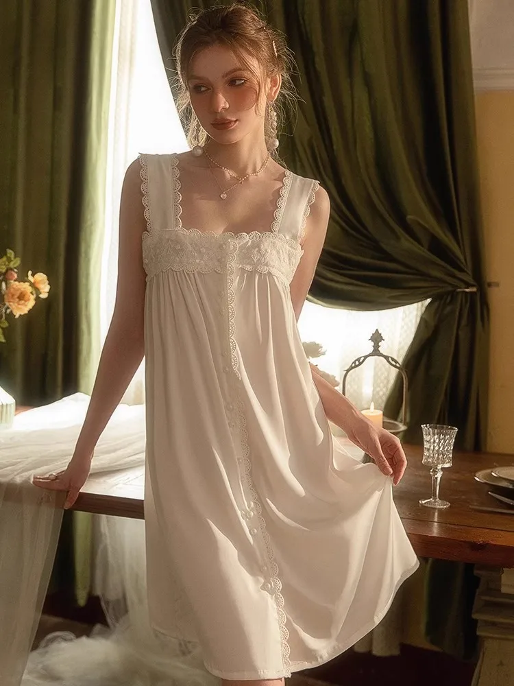 uu-lady-sexy-lace-silk-spwear-women's-summer-sweet-strap-home-clothes-mid-length-silken-nightgown-pure-desire-sle