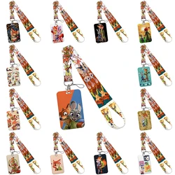 Anime animals Student cartoon card holder anti loss slide cover anti loss Mobile phone lanyard pass hang accessorie sm240215AA