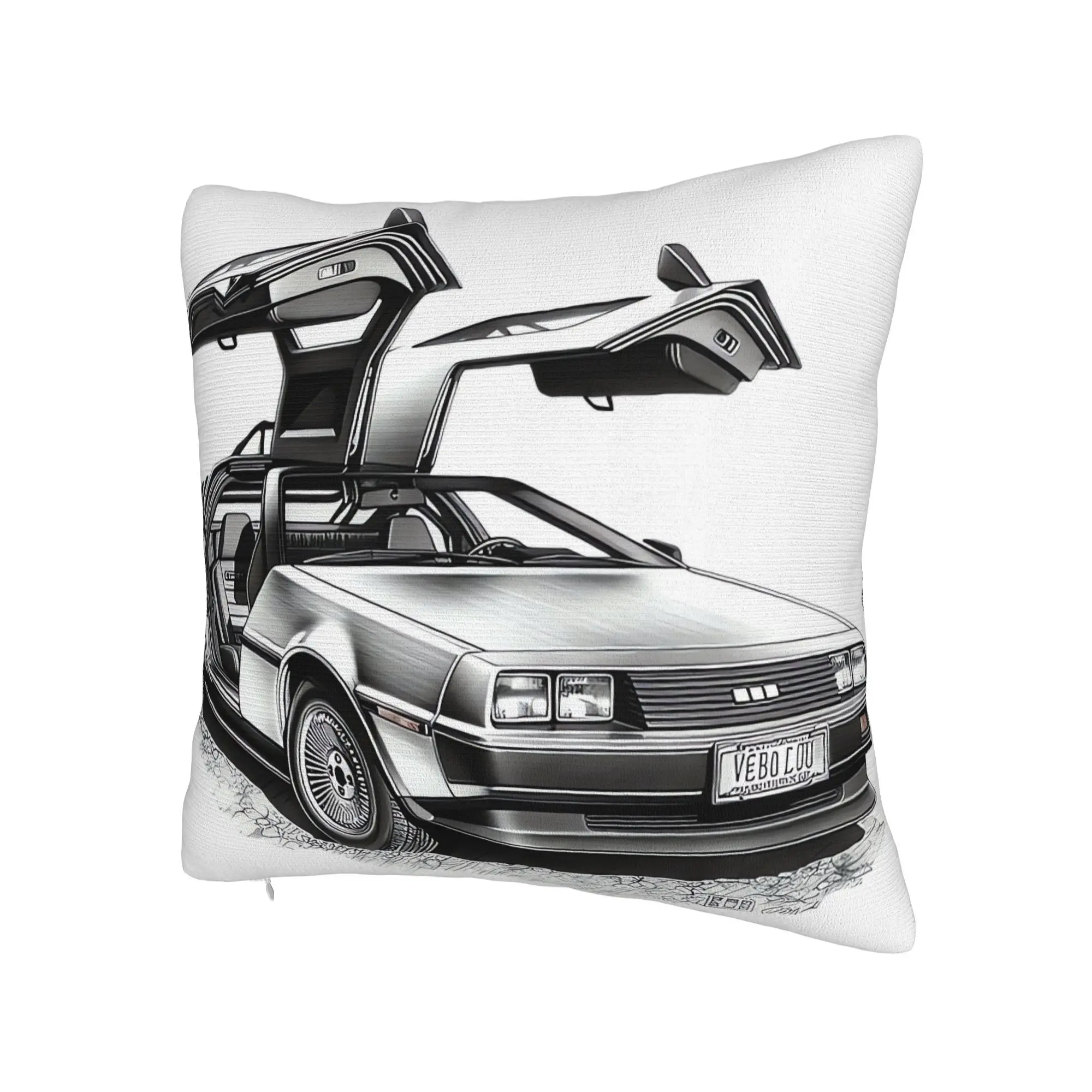 Set of Decorative Throw Pillow Covers Featuring a Time Machine Dreams Delorean Reverie Theme, Perfect for Sofas, Beds, Or Chairs - with Prints on Both Sides - to Quickly Enhance The Texture And Style of Your Living Area