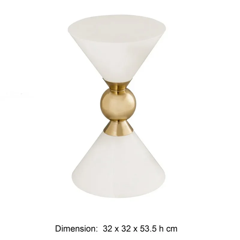 European modern bright white horn coffee tab le/modern hardware funnel co ffee ta ble/light lu xury
