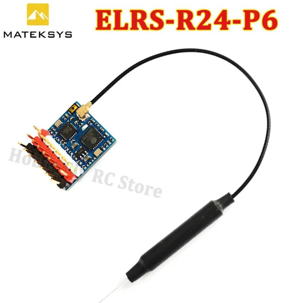 MATEK ELRS-R24-P6 R24-P6 EXPRESSLRS PWM 리시버, 안테나 커넥터 포함, 지지대 2 ~ 8S VBat 전압 감지, RC FPV 드론용, 2.4GHz