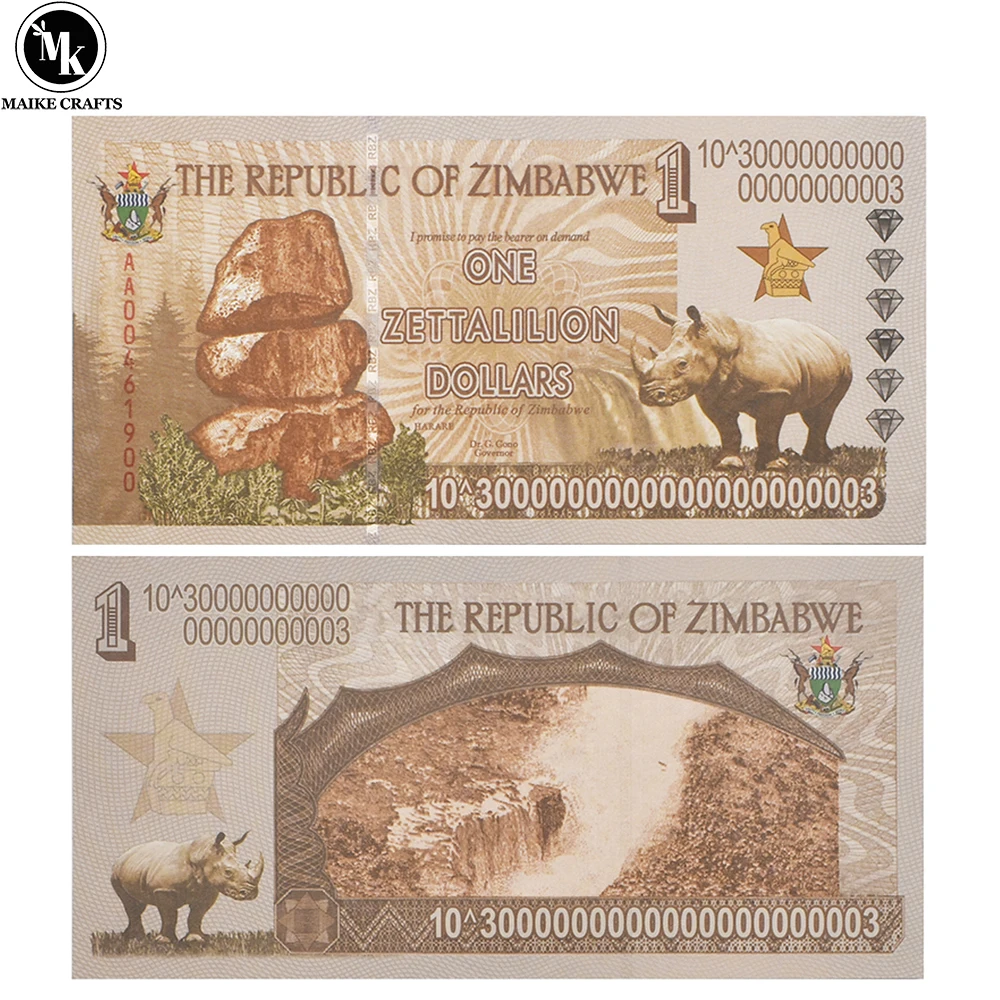 

Zimbabwe One Zettalilion Dollars Banknote with UV Anti-counterfeit Serial Number Paper Money Collection Business Gift