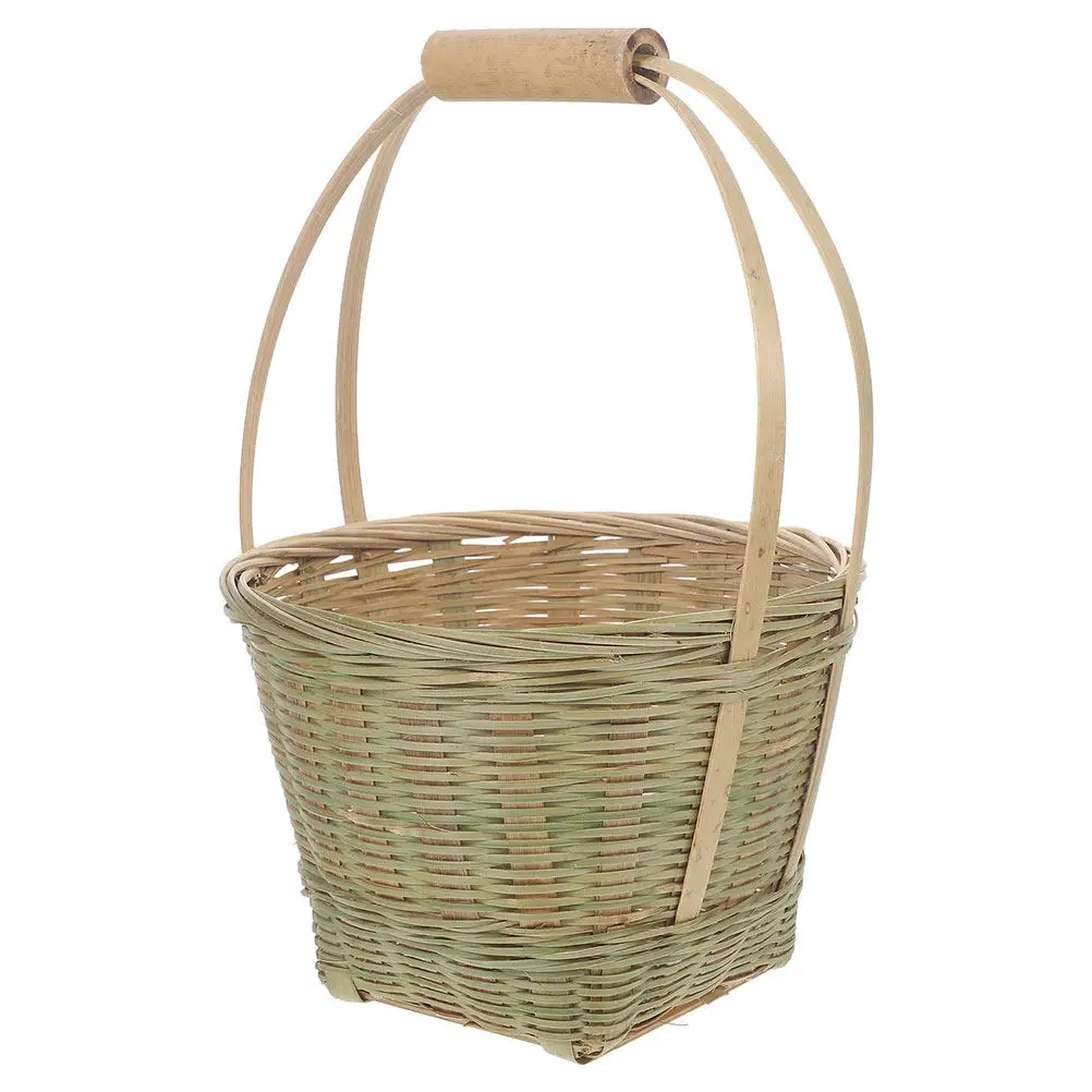 

Плетеная бамбуковая корзина для пикника, портативная плетеная корзина для хранения для кемпинга, походов, семейных встреч, фруктов и овощей