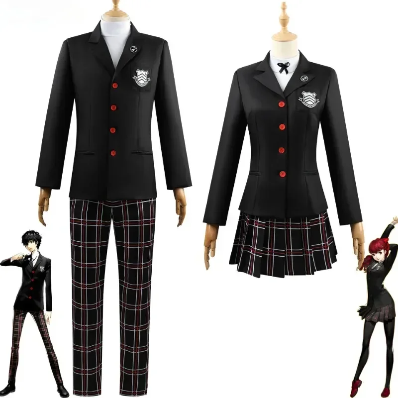 Persona 5 Amamiya Ren Kasumi Yoshizawa Cosplay Costume School Uniform Dress Suit Halloween Party Role Play Outfit for Afult