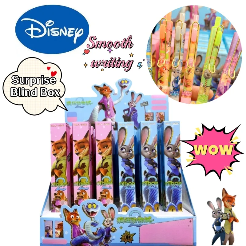 

New Disney Judy Hopps Nick Wilde High Color Creative Personality Surprise Blind Box Pen Anime Cartoon 0.5mm Press Black Gel Pen