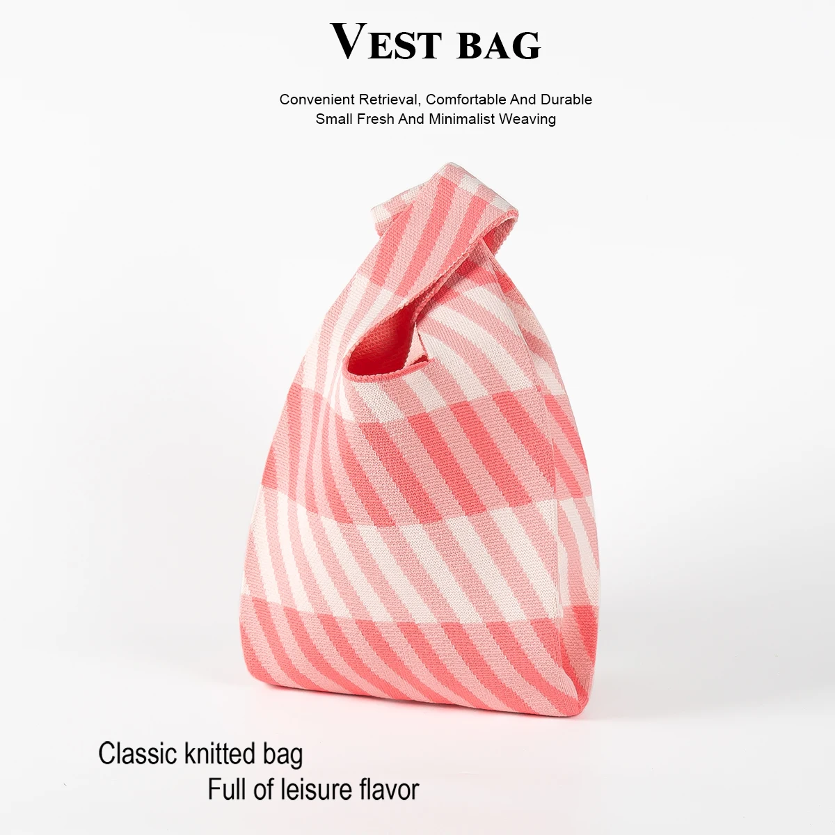 Women's Clutch Bag, Simple and Versatile Knitted Bag, Foldable Fabric, Large Capacity, Lightweight Handbag, Suitable for Daily Commuting, Shopping, and Travel, Versatile for All Seasons