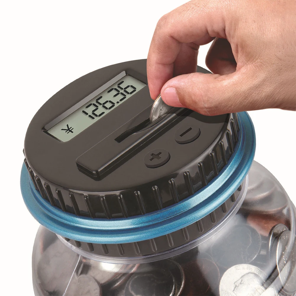 Electronic Digital Counting Money Jar with LCD Counter Digital Coin Bank Savings Jar Coin Counter Bank for Dollar Euro Pound Aud
