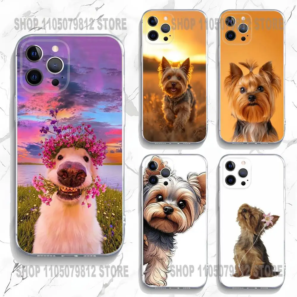

INS Yorkshire Terrier Dog Phone Case For iPhone 17,16,15,14,13,12,11, Plus,Pro,Max,XR,XS,Plus,E,Mini Transparent Soft Cover