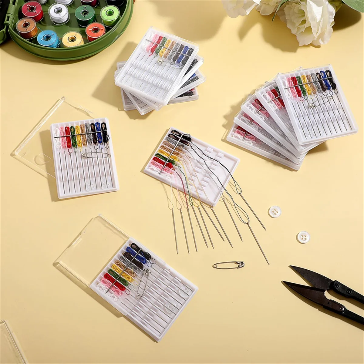 JAS-12 Boxes Sewing Kit Mini Sewing Kit Quick Fix Sewing Kit Travel Emergency Sewing Kit Pre Threaded Needle and Thread Kit
