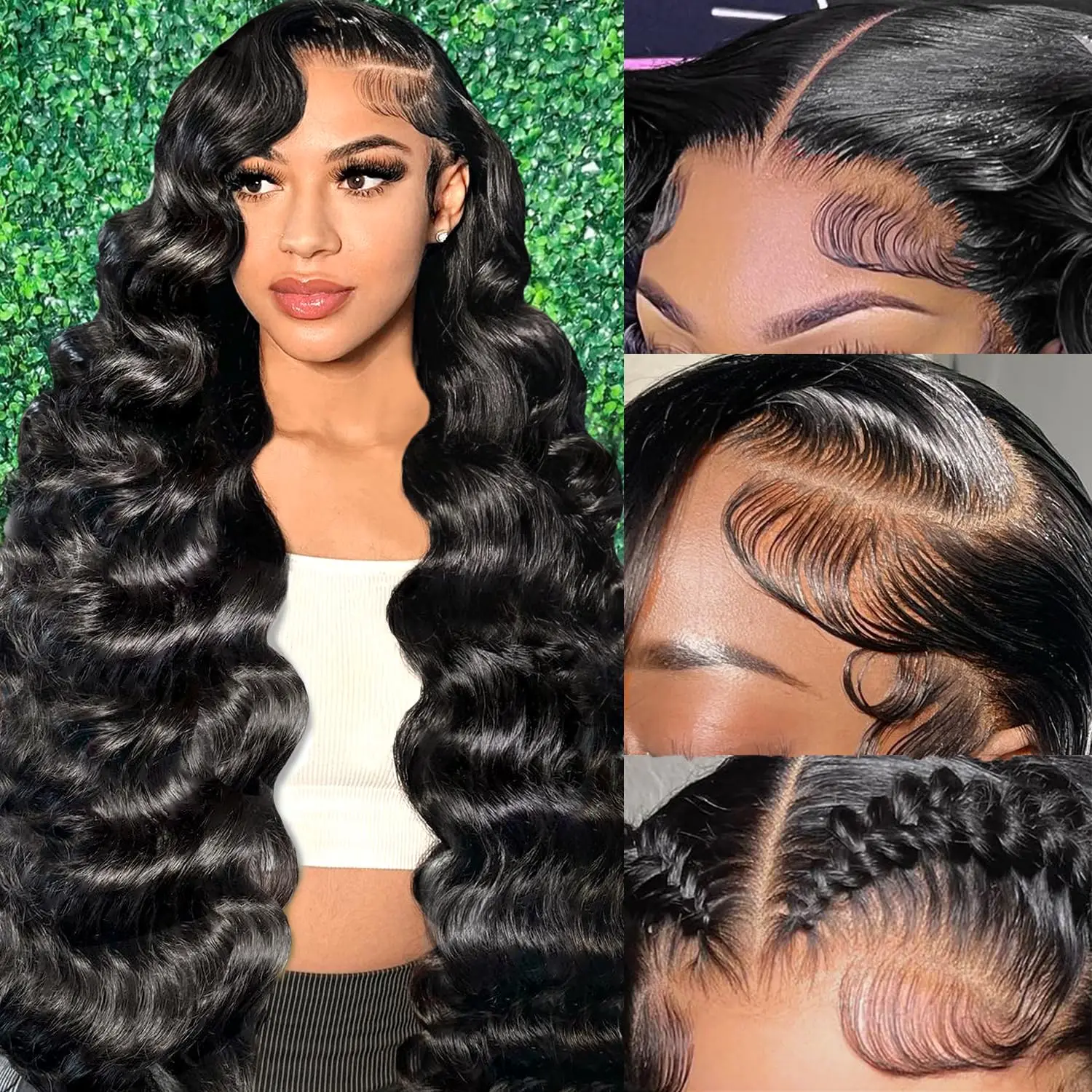 

13x4 Body Wave Wigs Human Hair Pre Plucked Transparent Lace Frontal Wig with Baby Hair 180% Density Pre Plucked Bleached Knots
