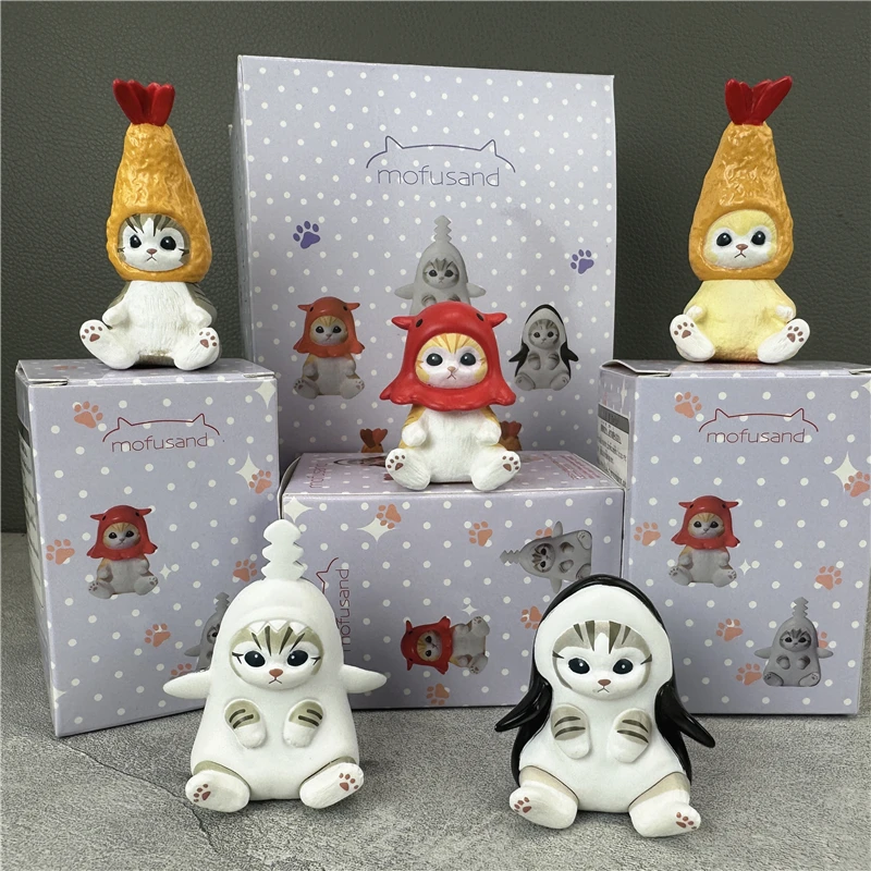 

Mofusand Series Collection Blind Box Adorable Headed Cat Figure Toy Display Item Shark Fried Shrimp Honey Cat Collectible Toy