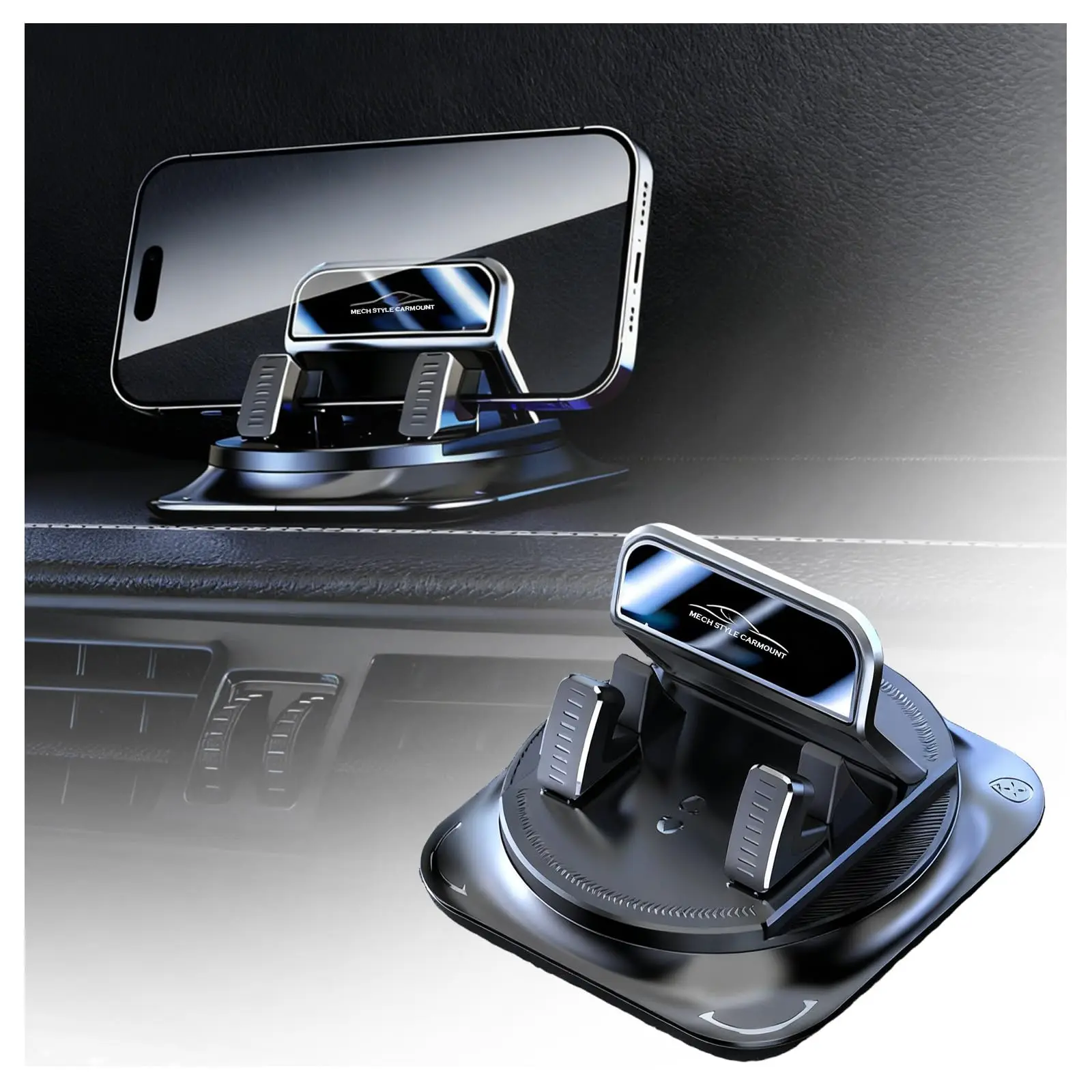 Car Dashboard Phone Holder 360° Rotatable,Portable Anti-Slip Car Phone Holder Horizontal & Vertical Place,Strong Self-Adhesive D