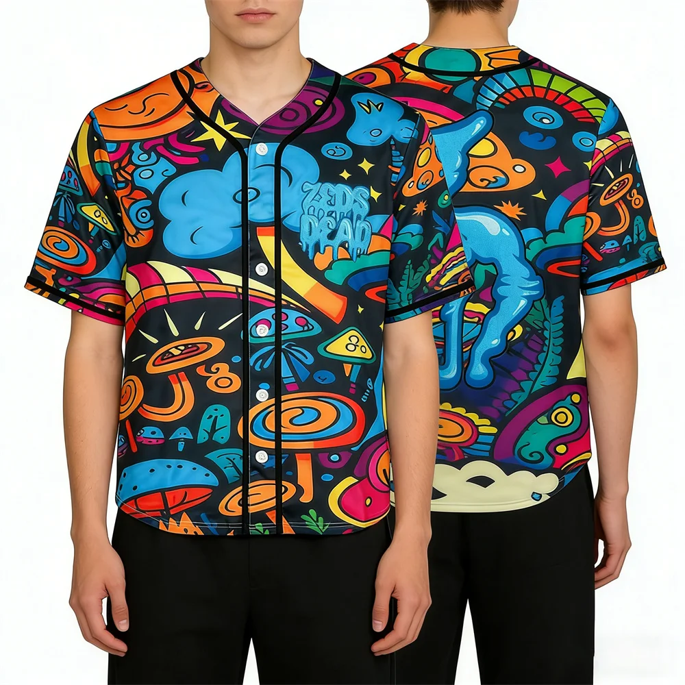 

Zeds Dead Magic Baseball Jersey V-Neck Short Sleeve Button-Down Shirts Women Men Streetwear Tops