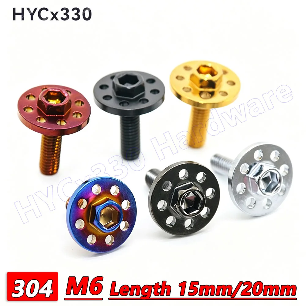 M6 304 Stainless Steel Hexagon Flange Bolt Allen Socket Head Screw with 8 Hole Flange for Motorcycle Modification