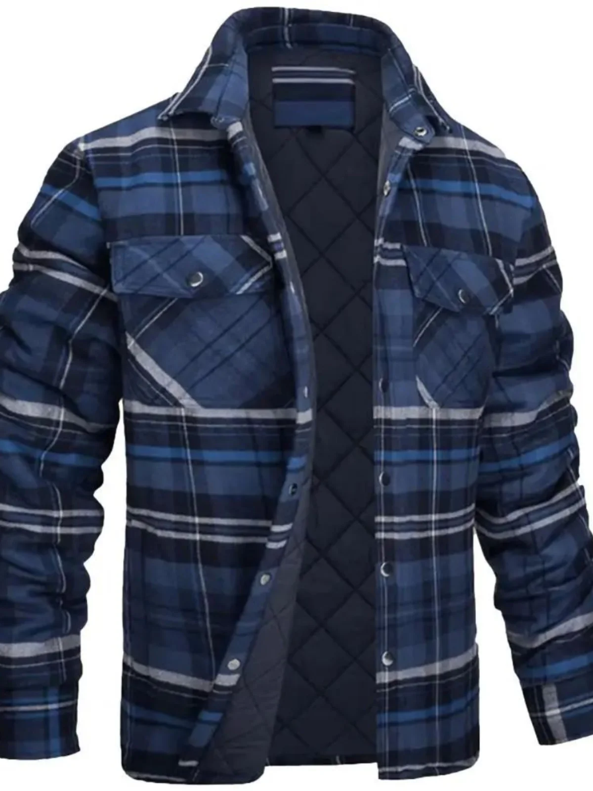 

Утепленная рубашка в клетку с длинным рукавом и воротником-стойкой для молодежи, модная осенне-зимняя теплая верхняя одежда для молодых мужчин