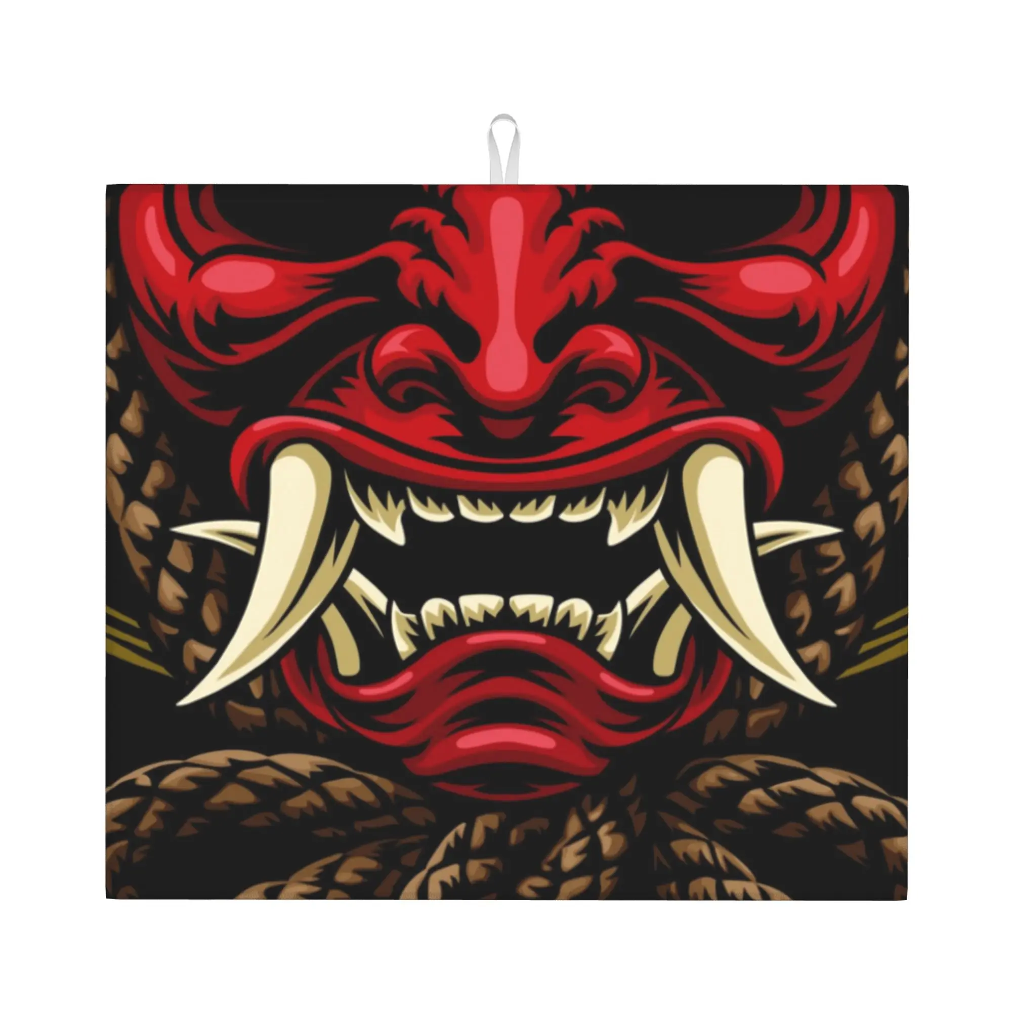 Oni Demon Non Slip Kitchen Counter Protector Mat Barware Tableware Japanese Samurai Ronin Bathroom Drying Mat For Kitchen