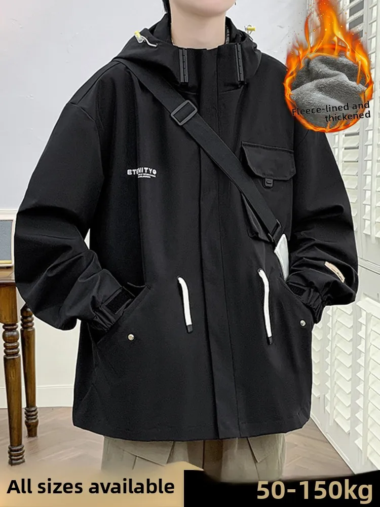 

Мужская утепленная куртка на флисовой подкладке для осени и зимы 2024 года, новая модель, большие размеры, теплая верхняя одежда, ветрозащитная, из полиэстера, нейлона и композитного волокна