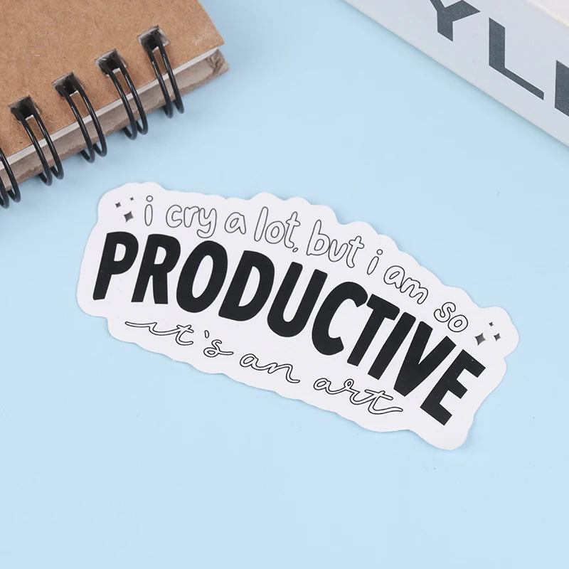 I Cry A Lot But I Am So Productive Vinyl Bumper Sticker - Motivational Waterproof Decal For Laptops, Water Bottles, Cars, Planne