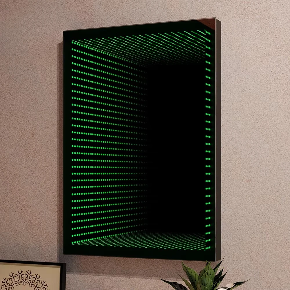 2022 hot-selling smart tunnel LED wall-mounted rectangular infinite 3D mirror luminous touch switch modern design custom size