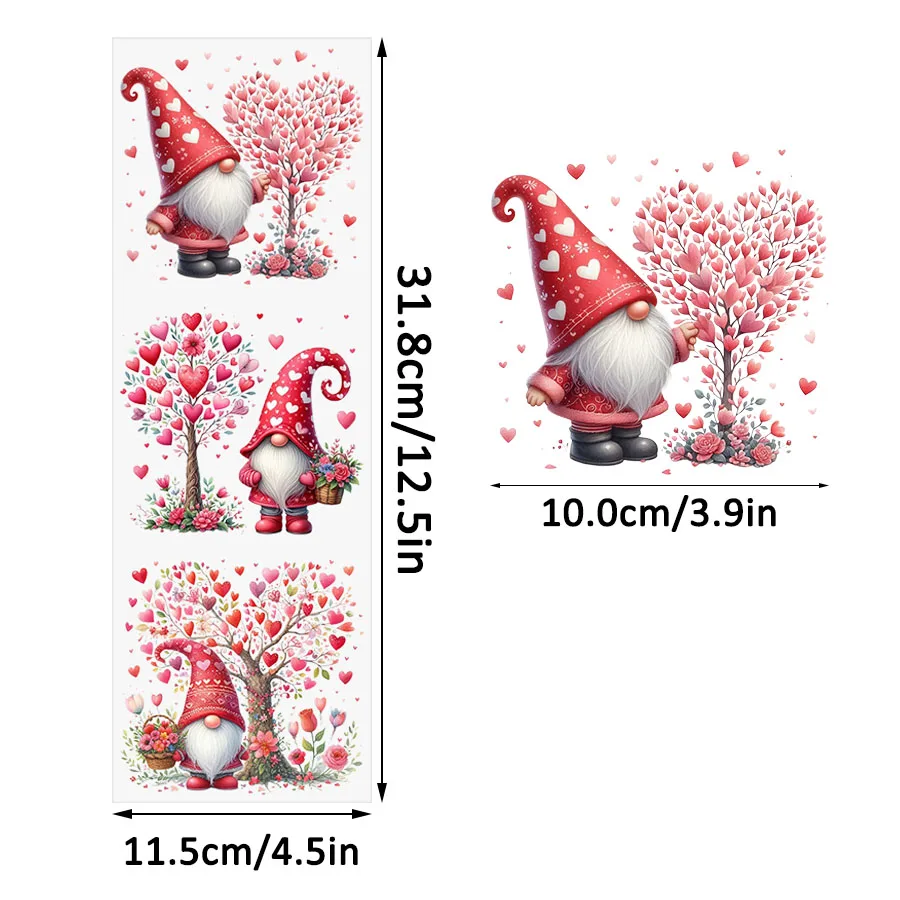 3pcs Valentines Day Gnomes Romantic Love DIY UV DTF Rub On Glass Cup Wrap Transfer Sticker Crafts Mug Greeting Cards Home Decor view 3