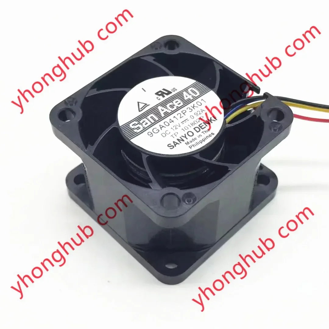 SANYO DENKI 9GA0412P3K01 DC 12V 0.92A 40x40x28mm 4-Wire Server Cooling Fan