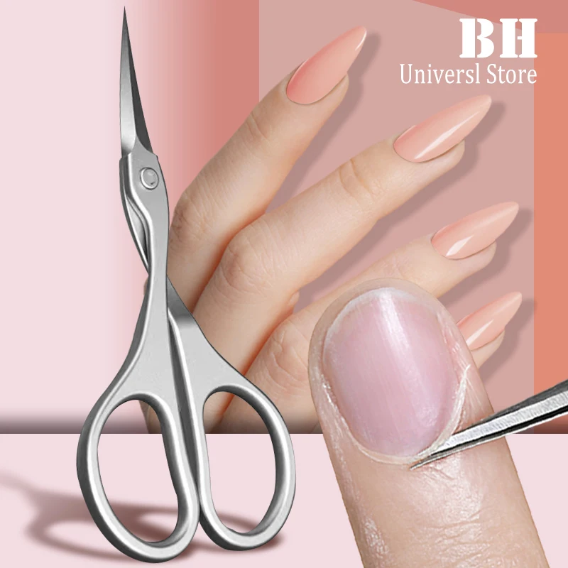 

1Pc Cuticle Scissors Stainless Steel Curved Blade Small Scissors Trimming the Fingernails Eyebrow Eyelash Dry Skin Nail Scissors