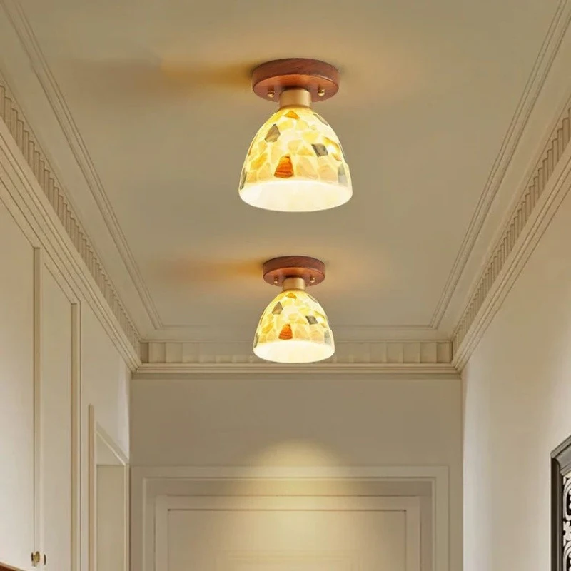 French Retro Luxury Entryway Lamp Neo Chinese Balcony Bedroom Study Corridor Passage Tuya Wi-Fi Bluetooth Smart Ceiling Light
