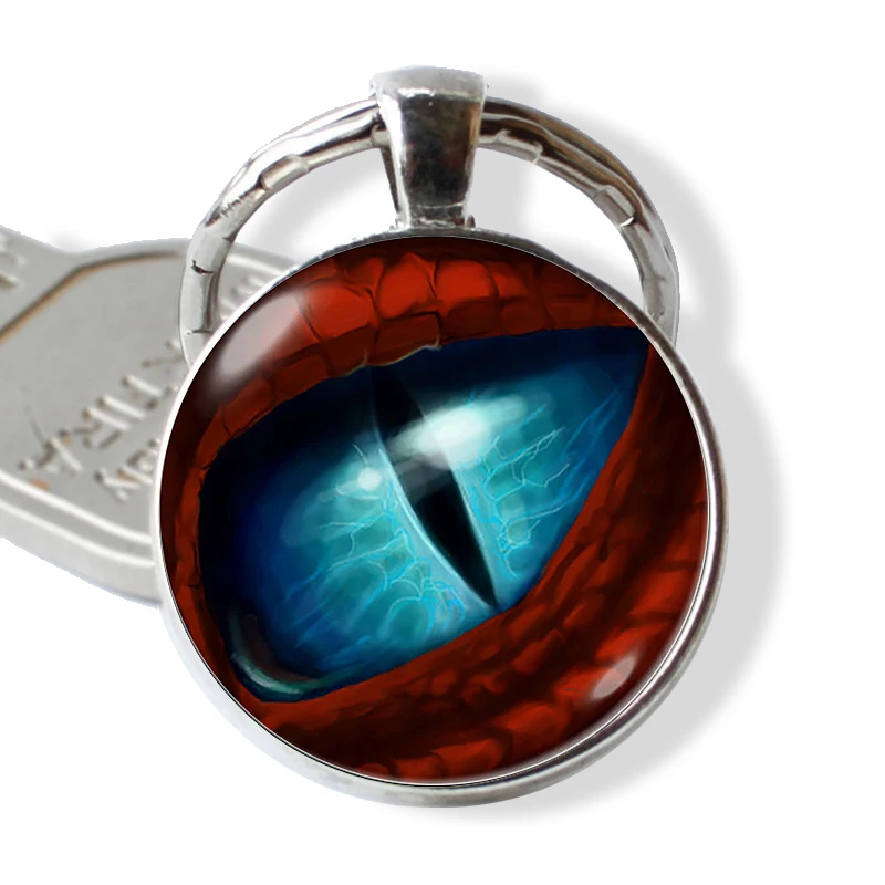 Frost Dragon Eye Resin Keychain Dragon Jewelry, Dragon Keyring Charm Cabochon Glass Gift Dragon Key Chain Ring