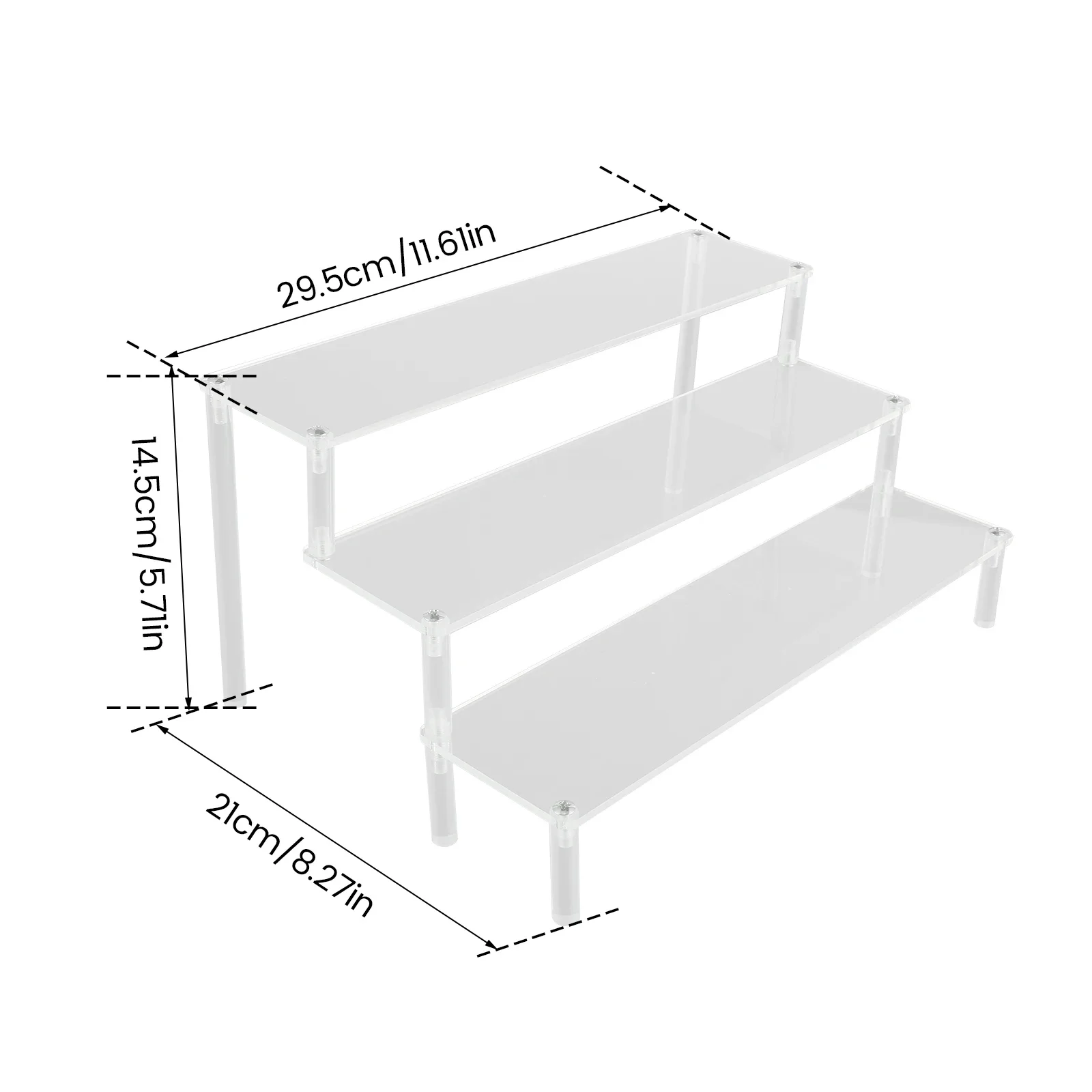 3 Tier Acrylic Display Stand Clear Display Riser Rack for Cupcake Perfume Doll Décor and Organizer Amiibo Funko POP Figures