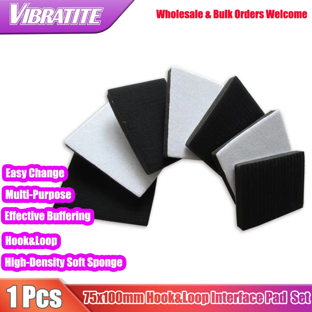 75x100mm Rectangle Soft Sponge Interface Pad Damping Pad for Sander Backing Pad Abrasive Tools Accessories - Hook and Loop